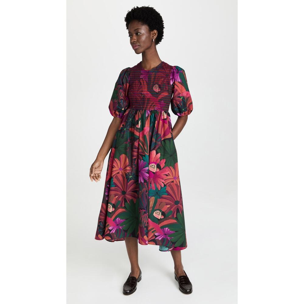 NWT FARM RIO Bird Flowers Midi Dress Medium M - Picture 4 of 9